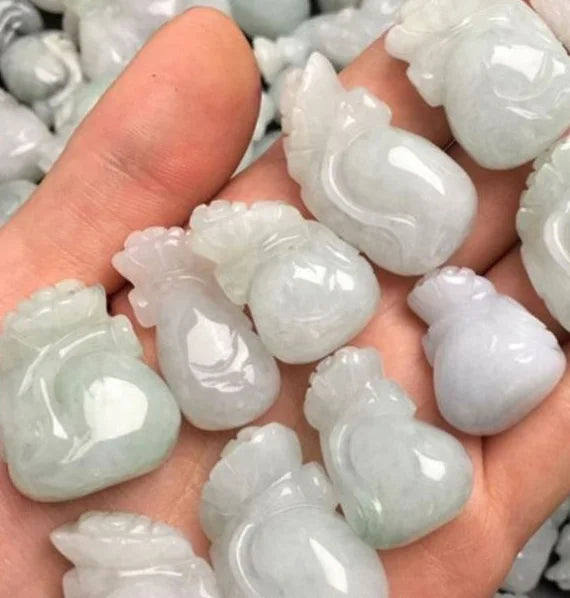 Certified Jadeite Type a Burmese  Jadeite Craft Carving Money Bag Jade Pieces Jewelry Pieces Jadeite Wholesale