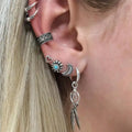 Vintage Style Small Star Moon Heart Leaf Cross Crown Face Flower Crystal Gemstone Jewelry Charm Stud Earrings