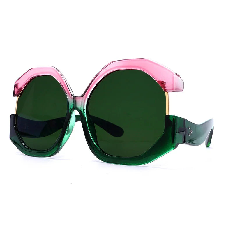 08587 Latest Design New Retro Double Color Large Round Frame Sunglasses Custom Logo Fashion Oversized Shades Sunglasses Women