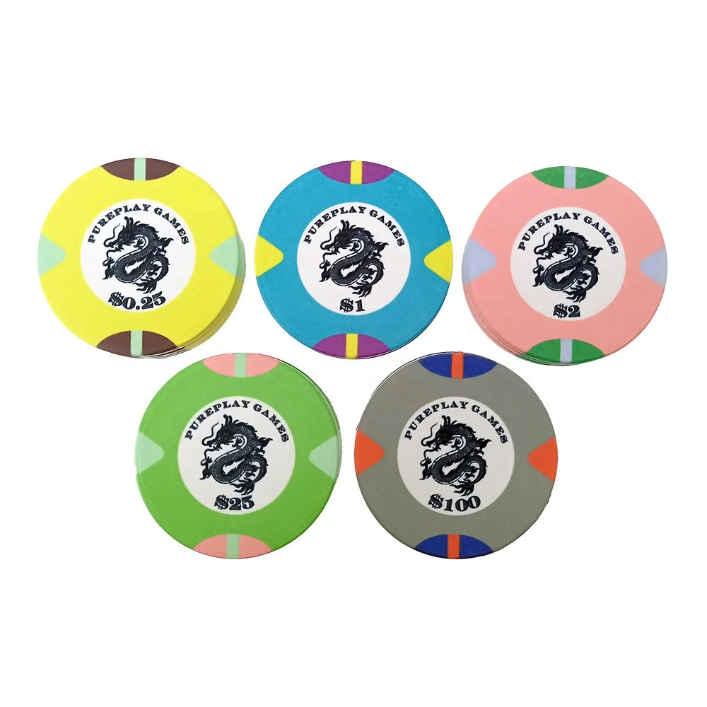 Low Moq Custom Casino Ceramic Poker Chips Set 39mm Chips 10g From Professional Poker Chips Factory for Funny Game