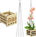 HuashenCustomized Wholesale Wooden Condole Orchid Flower Pot Indoor and Outdoor Flower Pot square Basket Hanging Flower Pot