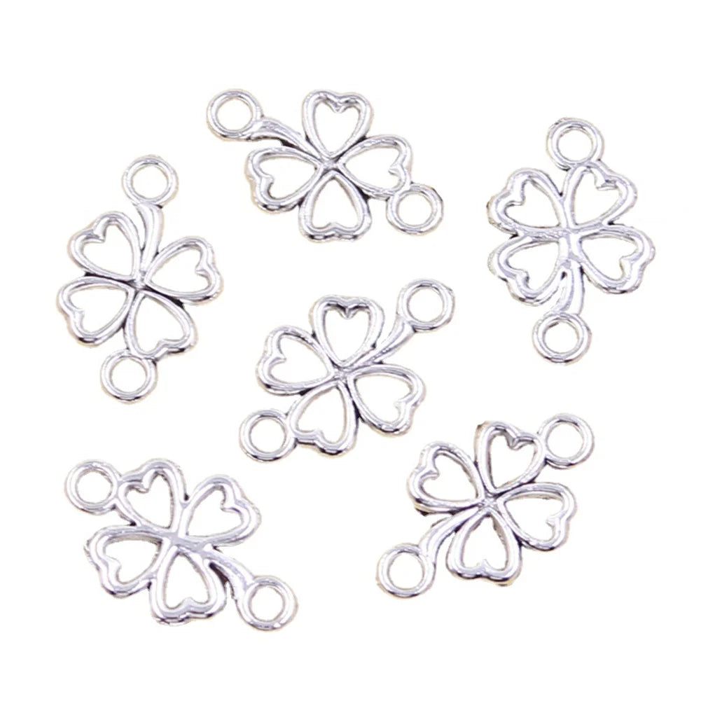 Charms Lucky Irish Four Leaf Clover 20x12mm Antique Bronze Silver Color Pendants DIY Making Findings Handmade Tibetan Jewelry