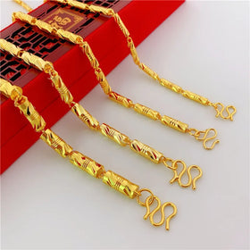 Dubai Copper Gold-Plated Necklace Gold Hexagonal Non-Fading Alluvial Gold-Like Men's Overlord