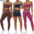 2025 New Contrast Color Yoga Suit Set Cross Waist Yoga Pants High Elasticity Gym Yoga Suit for Women