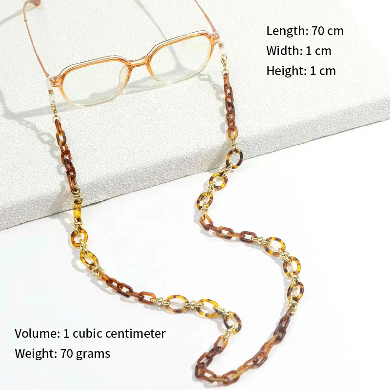 Fatingna Vintage Amber Mask Eyeglasses Lanyard Chain Fashion Accessory with Hearts Design Sunglasses Pendant Necklace
