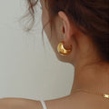 Good Quality 18K Gold Plated High Polished Thick C Shape Earrings No Fade Stainless Steel Chunky Hoop Earrings Trendy