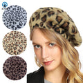 2025 New Arrival Fashionable Caps Factory Custom LOGO Warm Winter Beret Leopard Print Painter Trendy French Beret for Women