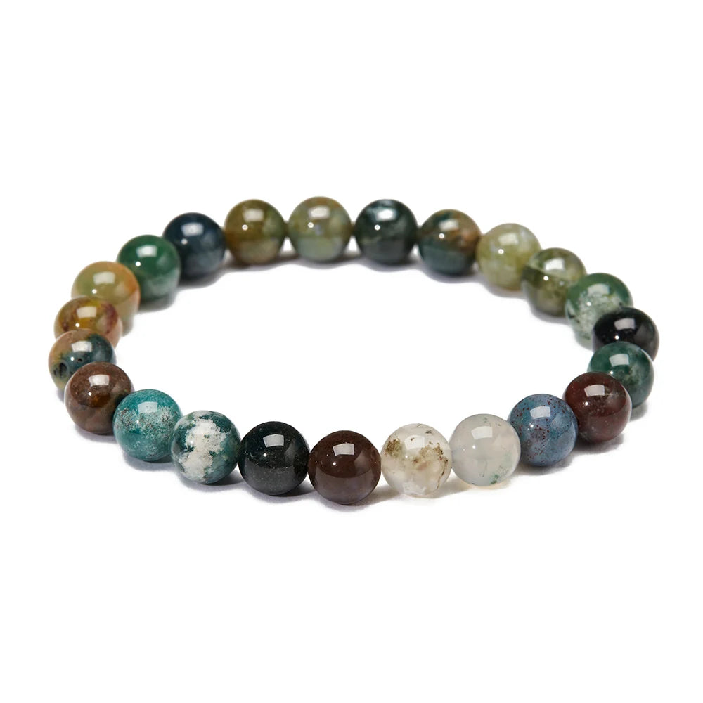 2022 Natural Crystal Gem Stone Bracelet Adjustable Jewelry Making 8mm Round Bead India Agate Crystal Bangle Bracelet for Women
