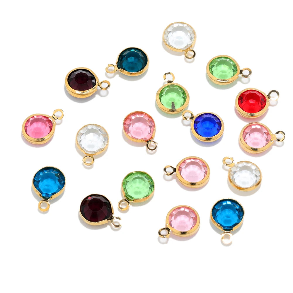 20Pcs Stainless Steel Haplopore Glass Mixed Color Charms Pendants for DIY Necklace Supplies Findings Earrings for Jewelry Making