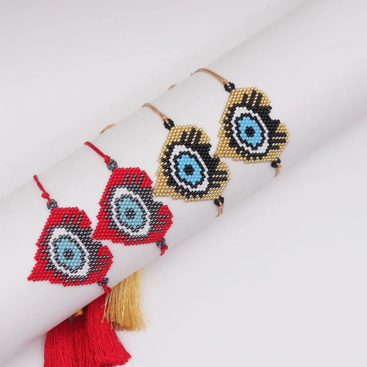 Adjustable Bohemian Style Miyuki Hearts Bracelet for Women Handcrafted Woven Heart Lucky Eye Multifunctional Fashionable Gift