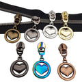 Heart Shape Metal Zipper Pull #5 Nylon Bag Zipper Head Custom Metal Cloth Zipper Slider