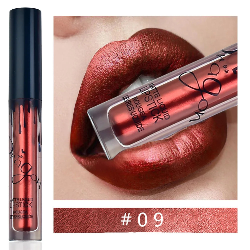 Personality Matte Lipstick Non-stick Cup Non-fading Metallic Nude Color Earthy Bronze Lip Gloss