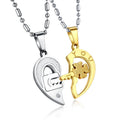Wholesale I Love You Necklace 2 Pcs Jewelry Set Heart Pendant Lock Key Pendant Necklace for Girl and Boy Lover's Gift