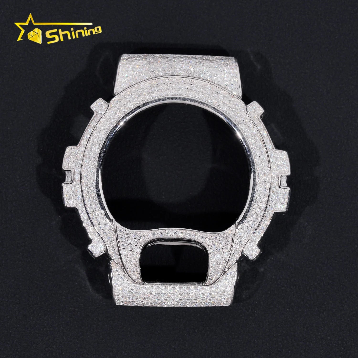 Buss Down DW6900 925 Sterling Silver Fully Iced Out Moissanite Watch Bezel Hip Hop Jewelry Men Women Moissanite Watch Cases