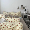 1.5m Soft Skin-Friendly Duvet Cover Set Simple Anti-Bacteria 100% Cotton 4-Piece Fitted Bed Sheet with Pillowcases for Families