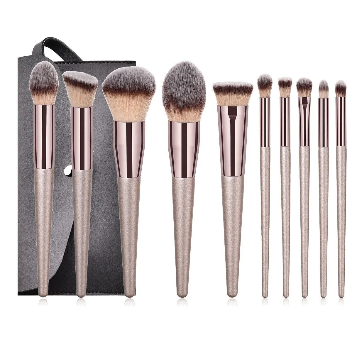 Wholesale Custom logo Eye Shadow Face Makeup Brushes Set Private Label champagne Gold High Quality Vegan Makeup Brush Set