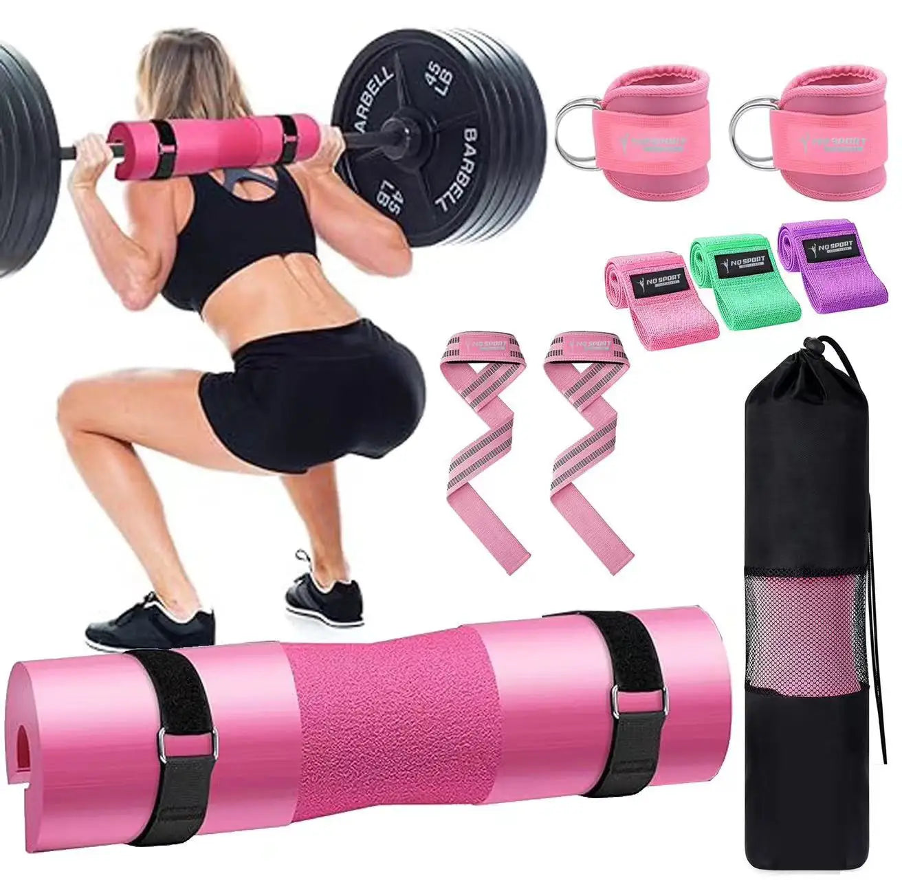 NQ SPORTS Wholesale Multicolor Weight Lifting Training NBR Foam Neck Shoulder Back Protective Squat Barbell Bar Pad