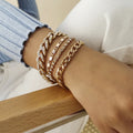 GT ODM Chunky Link Charm Bracelet Luxury Shiny Crystal Hand Jewelry 4 Piece Snake Bone Rhinestone Bracelets Set