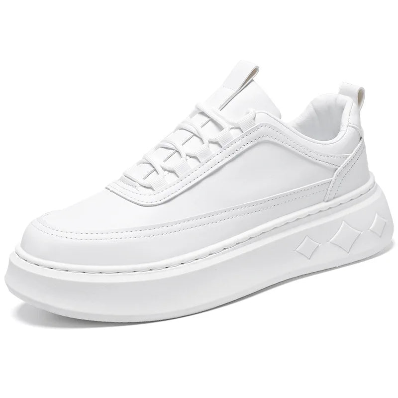 Autumn Spring Breathable White Sports Board Shoes Thick Sole Little White Mesh Lining Versatile Fashion Trend for Summer Winter