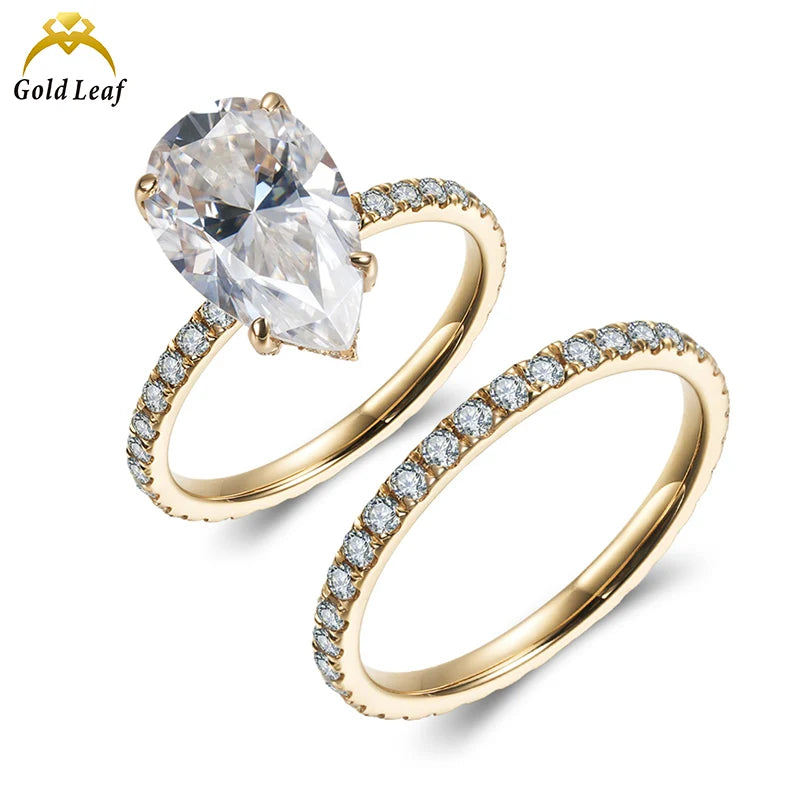 Goldleaf Classic 14K Real Gold Wedding Ring D VVS GRA Moissanite Ring Custom Gold Engagement Couple Ring Men and Women