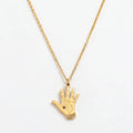Joolim Jewelry 18K Gold Plated Stylish Hand Pendant Stainless Steel  Necklace Dainty Necklace