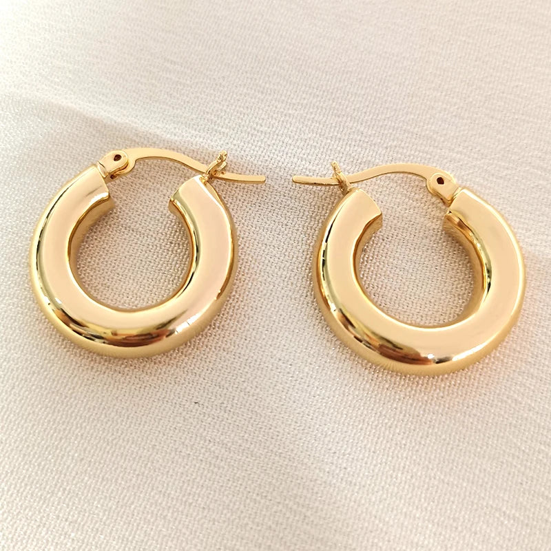 Custom Luxury Jewelry Chunky Rose Gold Plated Brass/Copper Hoop Earrings for Women with Custom Logo Option