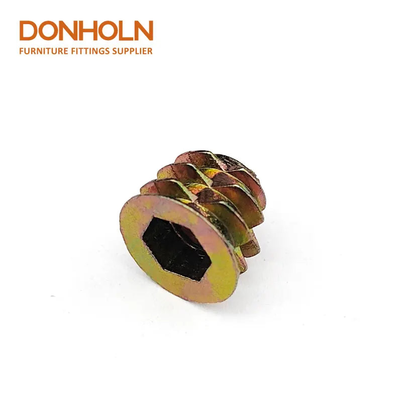 CN3415 Furniture Thread Insert Nut Screw Fixing M5*8mm Hex Drive Head Nuts Dowel Inserted Nut With Flange