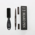Factory Direct Men's Beard Pencil Set with Custom Logo Long Lasting Coverage Boar Bristles Shaving Brush and Beech Wood Handle