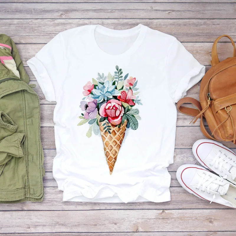 Most Popular O-Neck Women's Plus Size T-Shirt Casual Boutique Style Loose Short Sleeves New Fashion Heat Transfers Logo Summer