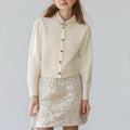 Women's Suits High Quality Student Mixed Knit + Mini Skirt Two-Piece Suit Spliced Sequins Dance  Women's Clothing