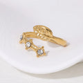 Beimai OEM Ring Leaf Diamond Titanium Steel 18k Gold Plated Women's Ring