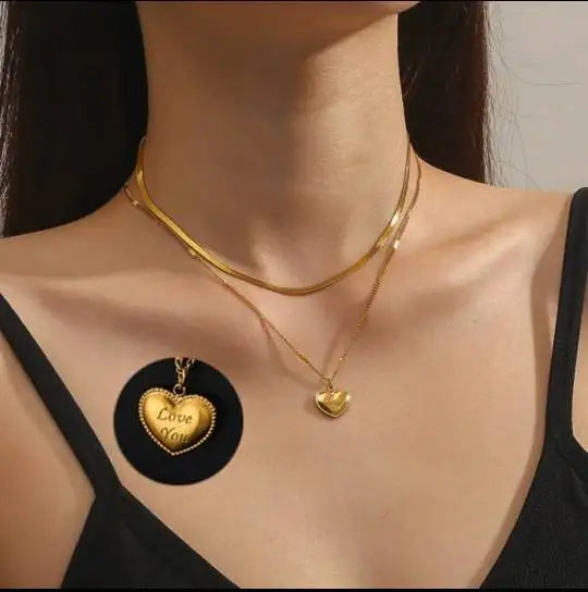 Newest Trendy Titanium Steel Love Heart Necklace Fashion Stainless Steel Heart Shaped Necklace Jewelry for Women