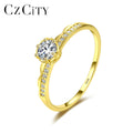 CZCITY Love Jewelry 925 Silver Gold Plated Simulated Diamond Zircon Ring for Women Gift Engagement Stackable Ring