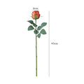 A-1506 Wedding Home Decor Simulation Single Head Burnt Orange Artificial Roses Flower with Stem Premium Silk Burnt Edge Rose