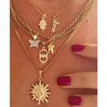 Titanium Tooth Love Heart Hamsa Hand Pendant Necklace 18k Gold Plated Stainless Steel Tarnish Free Butterfly Sun Necklace