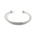 Stainless Steel 18K Gold Plated Zircon Tarnish Free Jewelry Geometric Classic Spring Adjustable Open Cuff Bangles for Women
