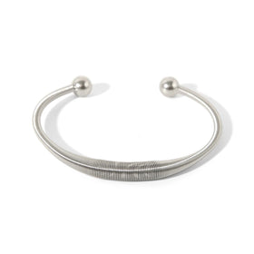 Stainless Steel 18K Gold Plated Zircon Tarnish Free Jewelry Geometric Classic Spring Adjustable Open Cuff Bangles for Women