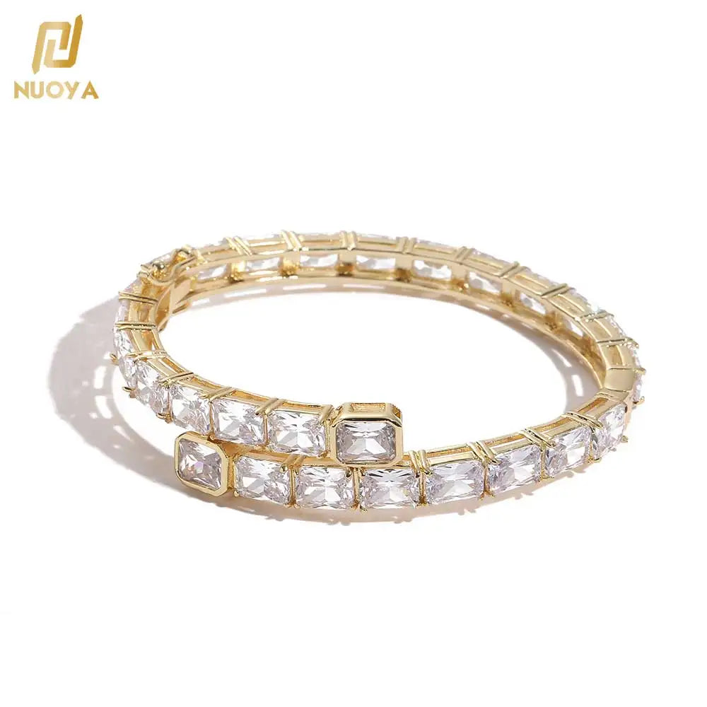 Iced Out Jewelry Huge Baguette Diamond Bracelets T Cubic Zirconia Iced Out CZ Diamond Bracelets & Bangle