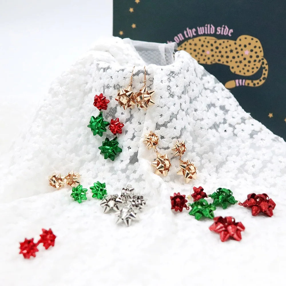 UNIQ AE001 Christmas Earrings for Women Girls Cute Christmas Tree Gift Bow Dangle Earrings Holiday Party Drop Stud Earrings