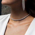 Hot Trend Full Diamond Tennis Chain Necklace Bracelet Tassel Earrings Set for Wedding Party Gift Alloy Rhinestone Jewelry