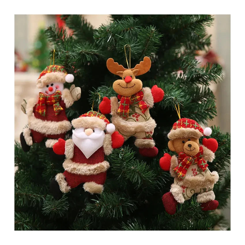 Wholesale Merry Christmas Ornaments Xmas Gift Santa Claus Snowman Tree Toy Doll Hang Christmas Decorations for Home New Year De