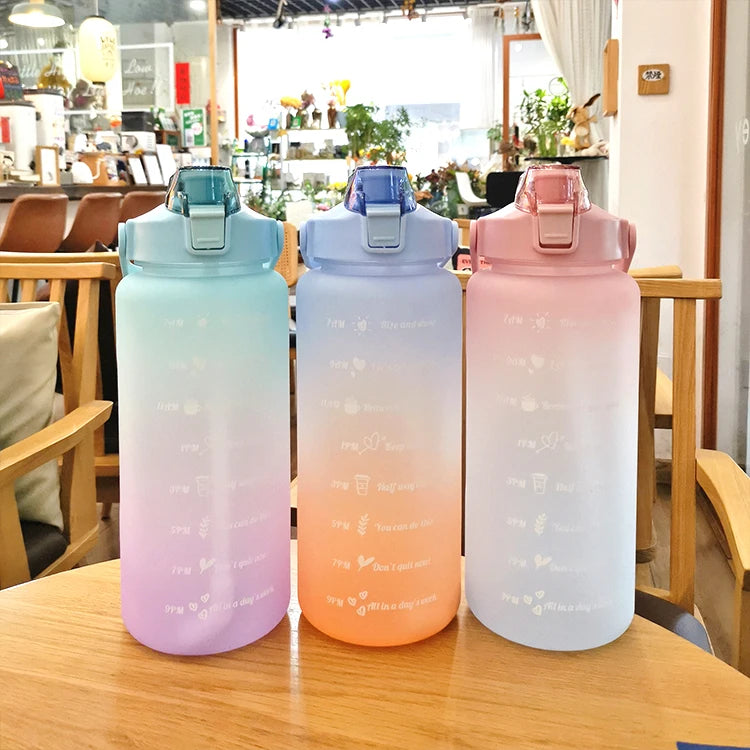 ZHOYA Wholesale Custom Water Cup Outdoor Sports 2L Portable Sports Flip Top Straw Plastic Water Bottles for Children With Lid