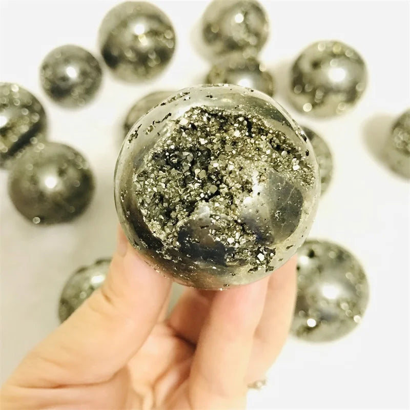 Wholesale Natural Crystal Pyrite Ball 4-6cm Chalcopyrite Geode Sphere Healing Gift