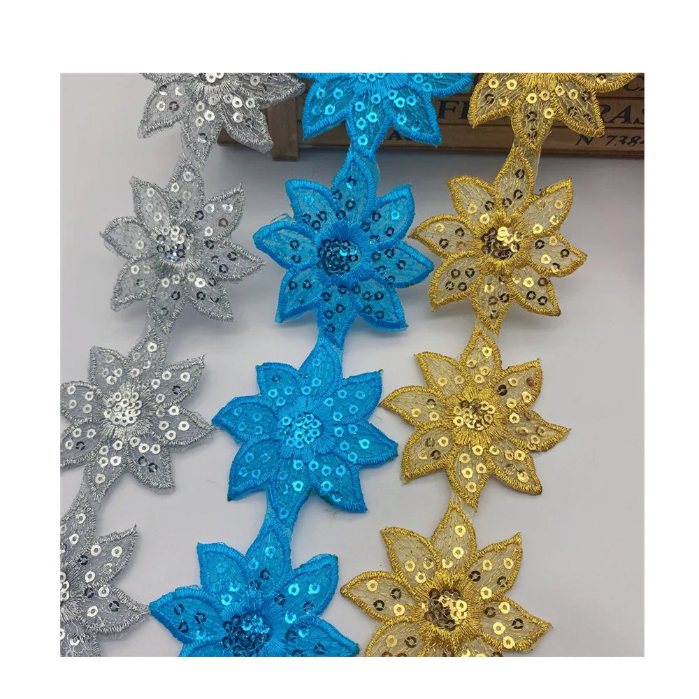 Wholesale  Many Colors  Embroidery Iron on Lace Trim  for Women's Men's Clothes DIY