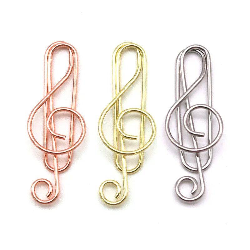 Rose Gold Silver Musical Metal Paper Clips Cute Paperclips Cartoon Bookmark Music Clamp Office School Stationery Supplies