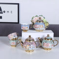 Qian Hu Customizable Vintage Bone China Coffee & Tea Pot Set Cup Flower 800ml Capacity Eco-Friendly for Personalized Logo Gift