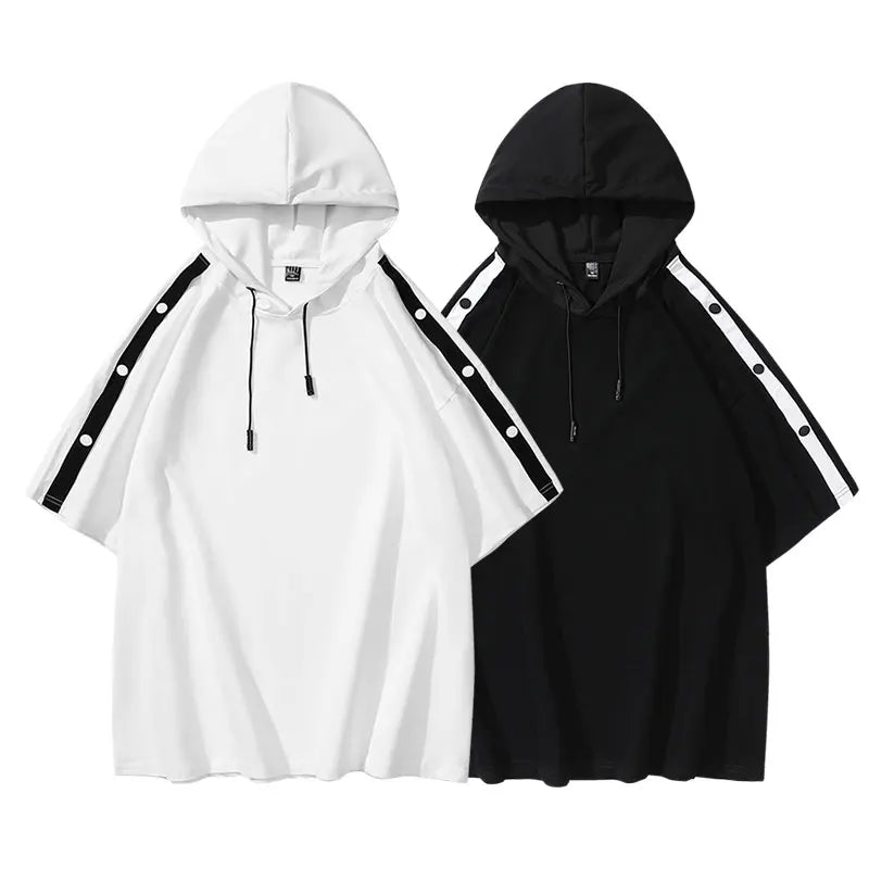 China Factory Men's t Shirt Hooded Short Sleeve t Shirt Free Clothes Samples Wholesale 3d Tshirt for Men Words Cotton T-shirt
