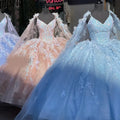 Glitter Quinceanera Dresses New Sweet 15 16 Gown Flower Vestidos Prom Gown De Quinceanera With Live Floating Film MQ428