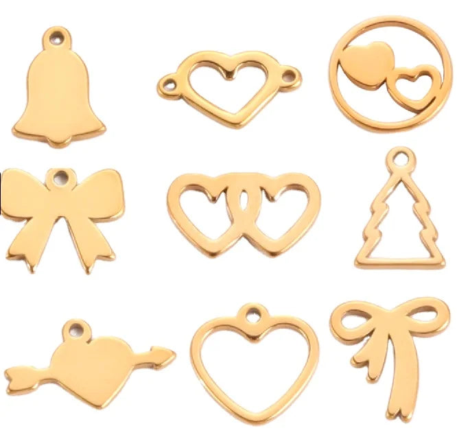 Fashion Pendants Charms Jewelry Accessories Stainless Steel Bow-knot Heart Charm for Bracelet Necklace Small Pendant