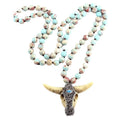 Women Lariat Necklaces New Arrival  Bohemian  Long Knotted Emperor Gemstone Drop Pendant Necklace